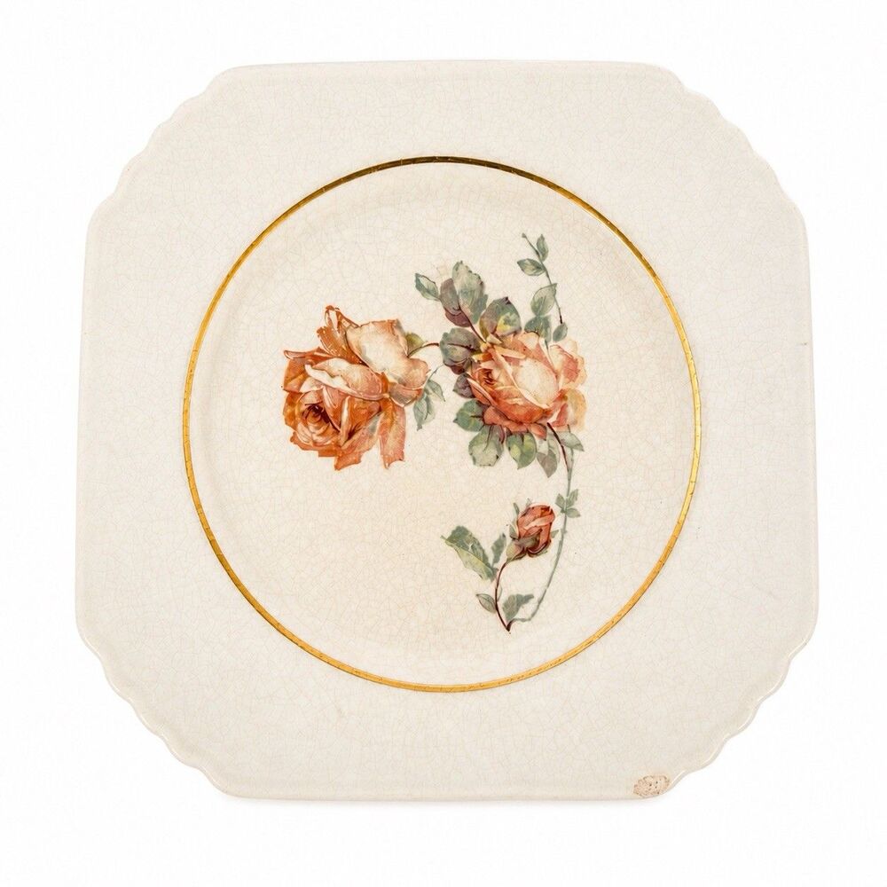 Vintage Universal Cambridge Floral Plate 22K Gold Trim USA Porcelain